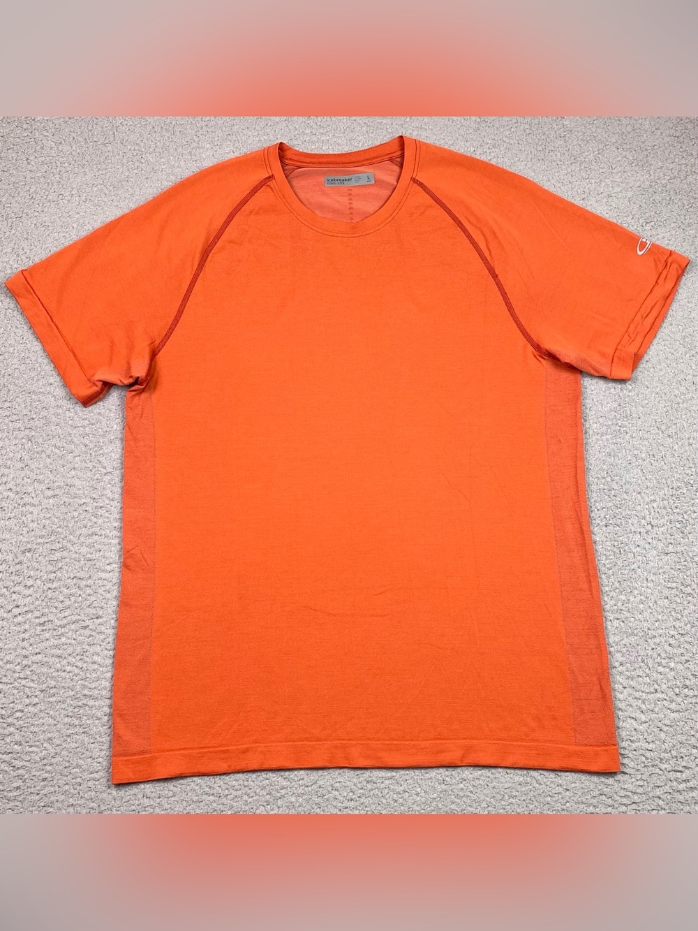 Icebreaker Cool-Lite T Shirt Men's Size L Orange Wool Blend Athletic Breathable